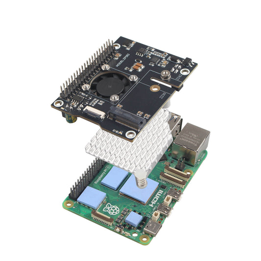 ZDE ZP583 PoE+ HAT PCIe to M.2 Key M NVMe HAT SSD Expansion Board for Raspberry Pi 5 Power Over Ethernet with Aluminum Heatsink Onboard Cooling Fan
