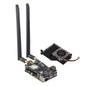 ZDE ZP585 PoE+ HAT PCIe to M.2 E Key WiFi7 6 6E 5 HAT Adapter Power Over Ethernet with ZP536 Active Cooler for Raspberry Pi 5