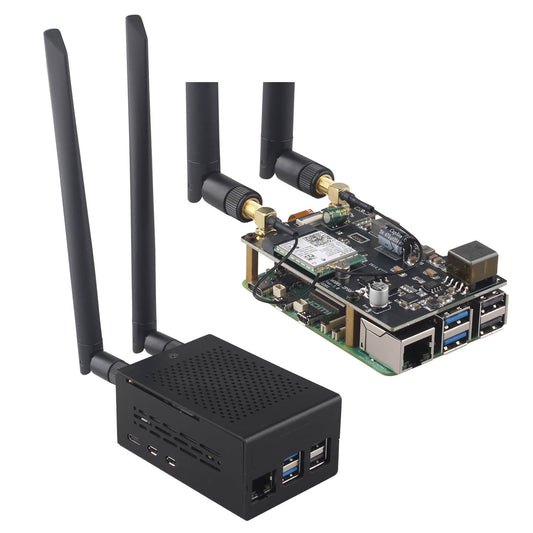 ZDE ZP585 PoE+ HAT PCIe to M.2 E Key WiFi7 6 6E 5 HAT Adapter with ZC501 Aluminum Alloy Case ZP536 Active Cooler for Raspberry Pi 5