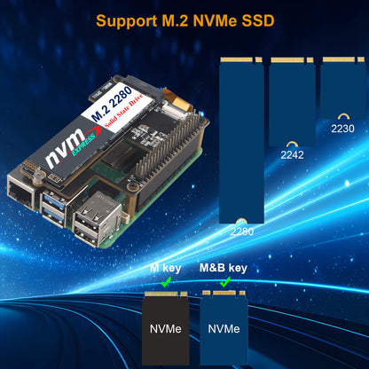 ZDE ZP511 PCIe to M.2 Key M NVMe HAT SSD Expansion Board for Raspberry Pi 5