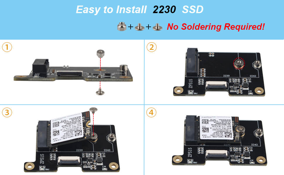 ZDE ZP515 PCIe to M.2 Key M NVMe HAT SSD Expansion Board for Raspberry Pi 5
