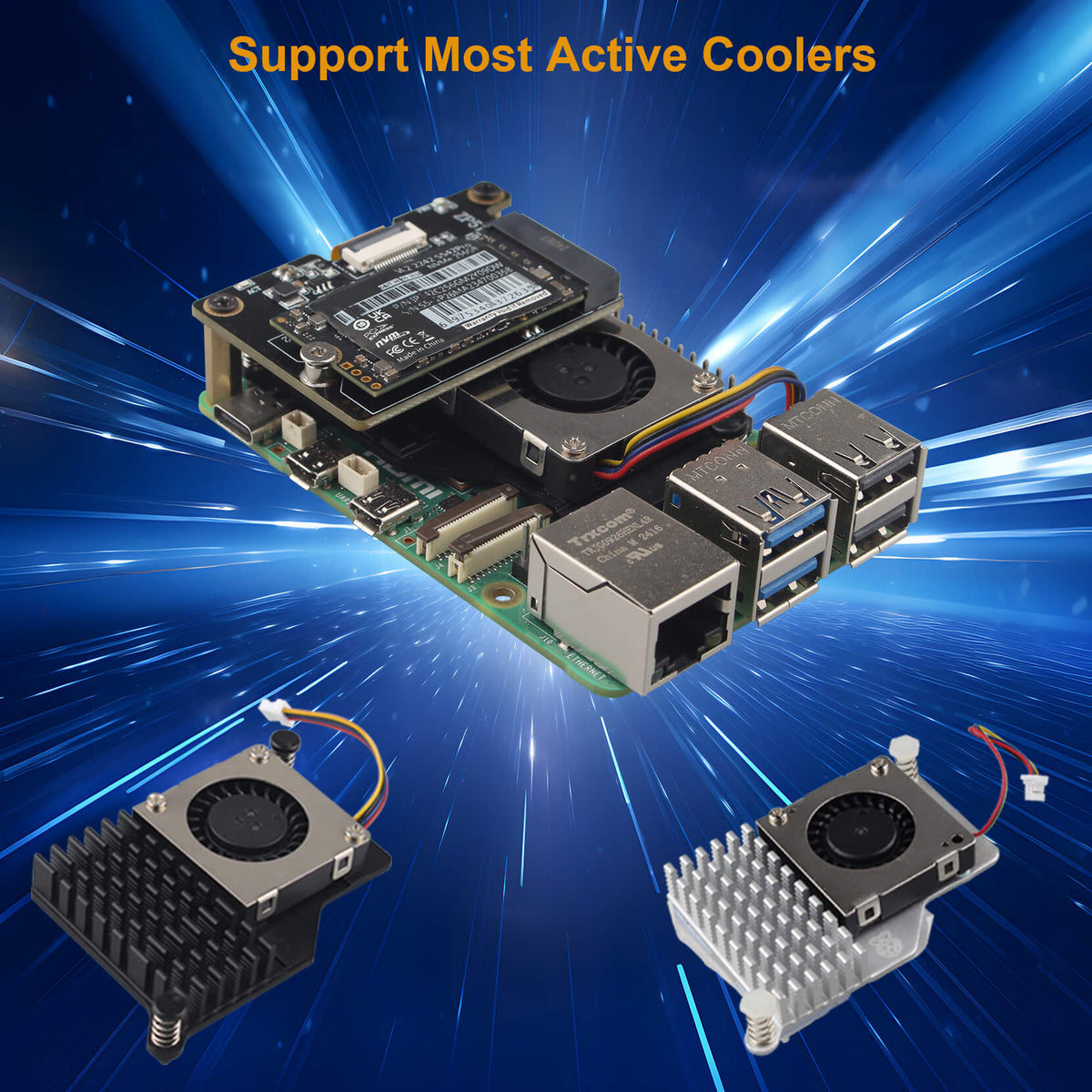 ZDE ZP515 PCIe to M.2 Key M NVMe HAT SSD Expansion Board for Raspberry Pi 5