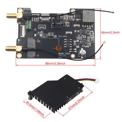 ZDE ZP585 PoE+ HAT PCIe to M.2 E Key WiFi7 6 6E 5 HAT Adapter Power Over Ethernet with ZP536 Active Cooler for Raspberry Pi 5
