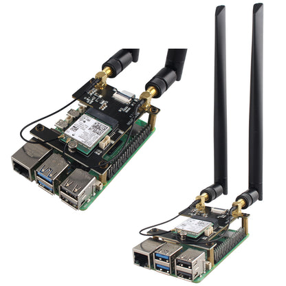 ZDE ZP590A PCIE to WiFi7 6 6E 5 HAT PCIe to M.2 E Key Module Adapter Expansion Board for Raspberry Pi 5 WiFi Adapter Board Support Google TPU WiFi 7 BE200 WIFI6E AX210 MT7922 WIFI6 AX200