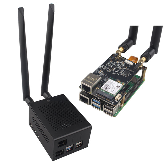 ZDE ZP596 PCIe to M.2 E Key WiFi7 6 6E 5 PCIe to 2.5G Ethernet Network Port HAT Expansion Board with ZC506 Aluminum Case for Raspberry Pi 5