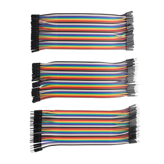 ZDE 120PCS 15cm 5.91inch Multicolored Dupont Wires Breadboard Jumper Ribbon Cables Kit 40pin Female to Female, Male to Female, Male to Male Compatible with Arduino Projects and Raspberry Pi