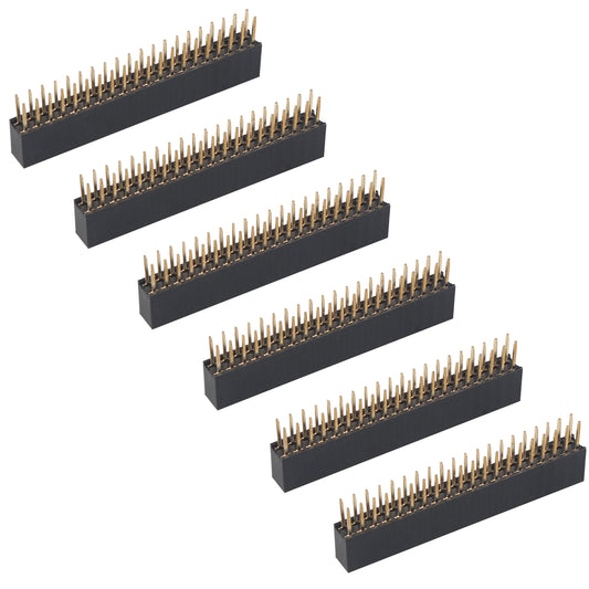 ZDE 6PCS 2x20 40 Pin Stacking Female Header 2.54mm Pitch Dual Row Pin Headers Connector for Raspberry Pi Arduino PCB Breadboard