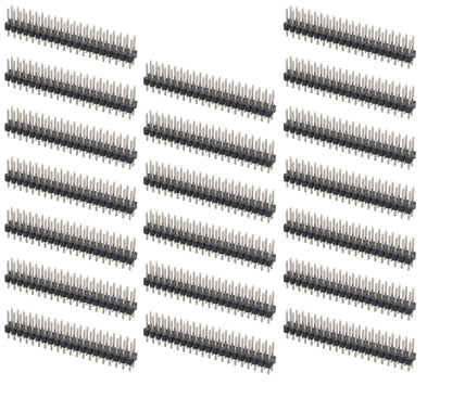 ZDE 20PCS 2x20 Pin 0.1 Inch Break-Away Dual Male Header Strip Double Row Straight Pin Headers Connector for Raspberry Pi Zero GPIO PCB Breadboard Arduino
