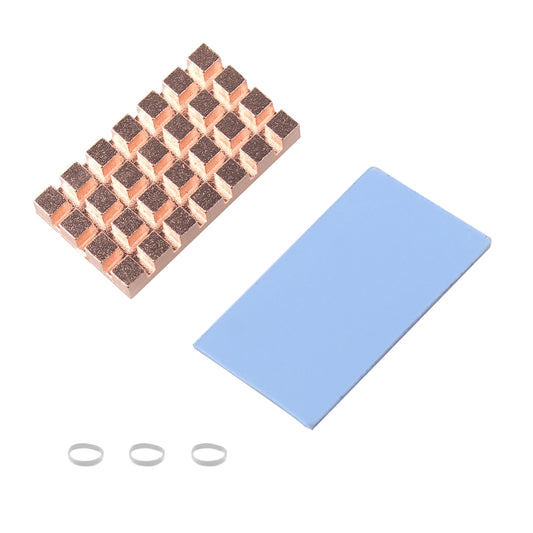 ZDE M.2 2242 NVMe NGFF SSD Heatsink 32x18x4mm Copper Heatsink with Silicone Thermal Pad Compatible with Raspberry Pi 5 AI Module SSD PC Laptop M.2 2242 SSD NVMe PS5 Cooling