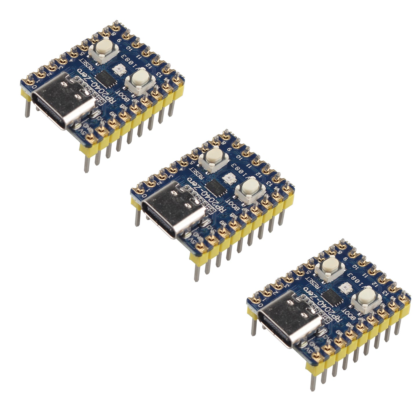 ZDE 3PCS RP2040-Zero Mini PICO Development Board Based on Raspberry Pi Microcontroller RP2040 Pico-Like MCU Board Dual-Core Arm Cortex M0+ Processor Castellated Module for SMD Applications