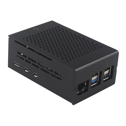 ZDE ZC502 Aluminum Case for Raspberry Pi 5, Support Pi 5 Active Cooler, PCIe to M.2 NVMe HAT, PoE+ HAT, WiFi Shield PCIe Peripheral Board ZP515 ZP516 ZP517A ZP581 ZP582 ZP590B