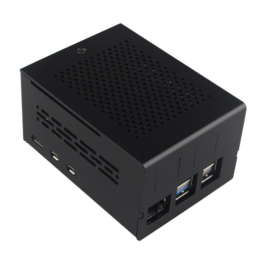 ZDE ZC506 Aluminum Case for Raspberry Pi 5 2GB/4GB/8GB/16GB Support PCIe to 2.5G Ethernet Port M.2 NVMe PoE HAT WIFI7 PCIe Peripheral Board ZP593/ZP595/ZP511/ZP581/ZP590A and Pi 5 Active Cooler
