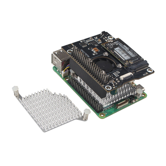 ZDE ZP583C PoE+ HAT PCIe to M.2 Key M NVMe SSD Adapter Board Power Over Ethernet with PWM Cooling Fan Aluminum Alloy Heatsink for Raspberry Pi 5