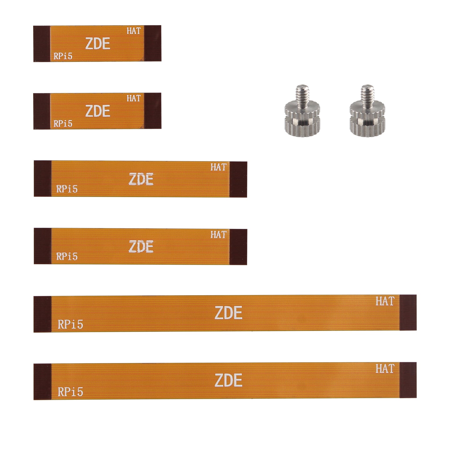 ZDE 6PCS 16Pin 0.5mm Pitch PCIe FPC Flexible Flat Cable Set 30mm/50mm/90mm with 2PCS M.2 SSD Mounting Studs Compatible with Raspberry Pi 5 PCIe to M.2 Key-M NVMe SSD Adapter PCIe Peripheral Board