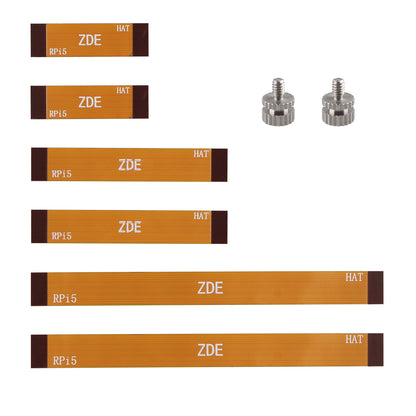 ZDE 6PCS 16Pin 0.5mm Pitch PCIe FPC Flexible Flat Cable Set 30mm/50mm/90mm with 2PCS M.2 SSD Mounting Studs Compatible with Raspberry Pi 5 PCIe to M.2 Key-M NVMe SSD Adapter PCIe Peripheral Board