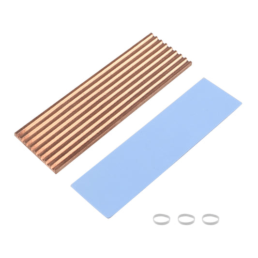 ZDE M.2 SSD Heatsink 70x21x2mm Copper Heatsink with Silicone Thermal Pads for PC Laptop Raspberry Pi M.2 2280 SSD NVMe PS5 Cooling
