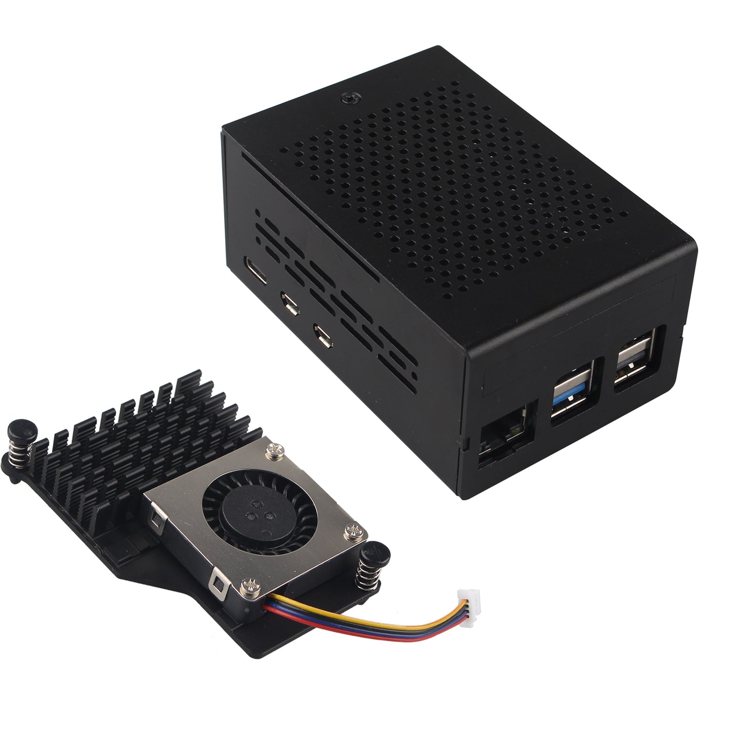 ZDE Aluminum Case ZC501 with Active Cooler ZP536 for Raspberry Pi 5 2GB/4GB/8GB/16GB Support PCIe to M.2 NVMe PoE HAT WiFi7 RS485 RS232 PCIe Peripheral Board ZP511/ZP517A/ZP581/ZP582/ZP590A/ZP592