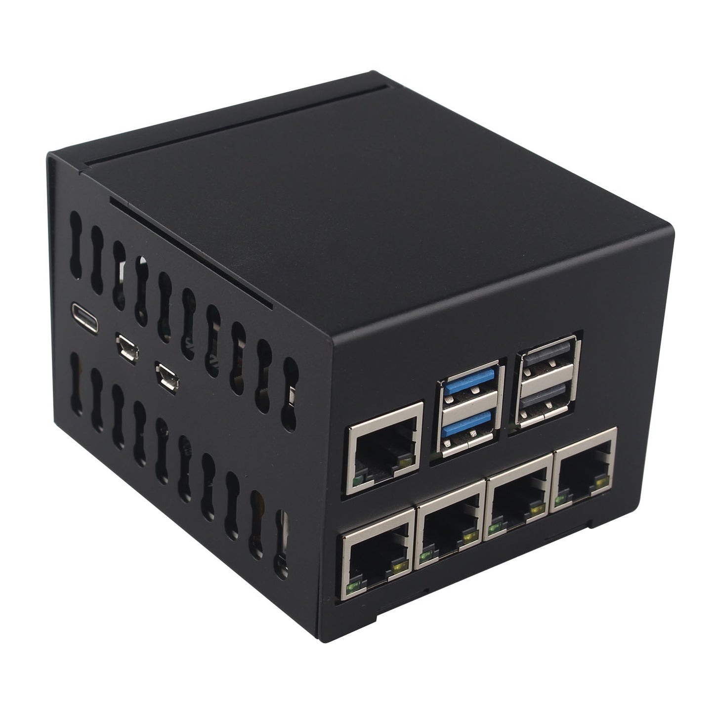 ZDE ZC507 Metal Case for Raspberry Pi 5 Support ZP597 PCIe to Quad 1G Gigabit 1000M Ethernet Network Port HAT Adapter Board PCIe Peripheral Board