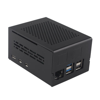 ZDE ZC506 Aluminum Case for Raspberry Pi 5 Support PCIe to 2.5G 5G Ethernet Port M.2 NVMe PoE+ HAT WiFi Shield PCIe Peripheral Board ZP591 ZP593 ZP595 ZP598 and Pi 5 Active Cooler