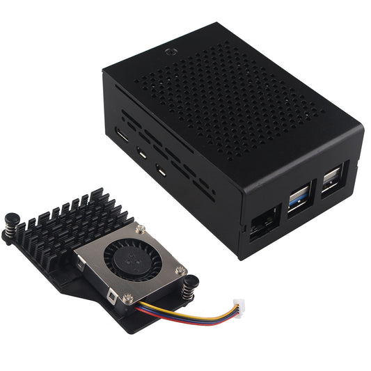 ZDE Aluminum Case ZC502 with Active Cooler ZP536 for Raspberry Pi 5 2GB/4GB/8GB/16GB Support PCIe to M.2 NVMe PoE HAT WiFi7 PCIe Peripheral Board ZP512/ZP513/ZP515/ZP516/ZP517A/ZP581/ZP582/ZP590B