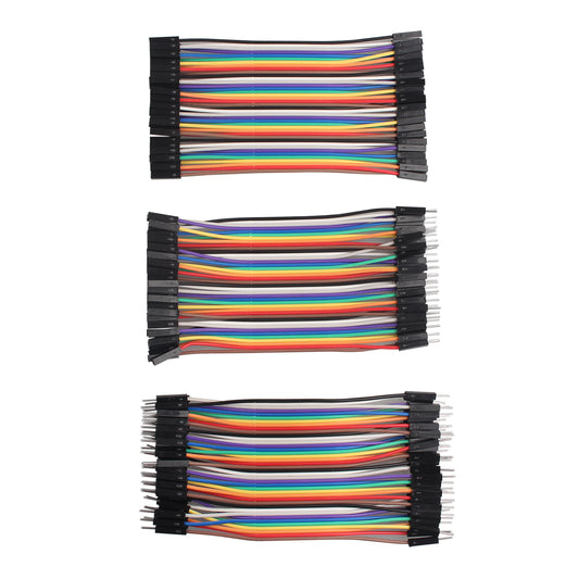 ZDE 120PCS 10cm 3.94inch Multicolored Dupont Wires Breadboard Jumper Ribbon Cables Kit 40pin Female to Female, Male to Female, Male to Male Compatible with Arduino Projects and Raspberry Pi
