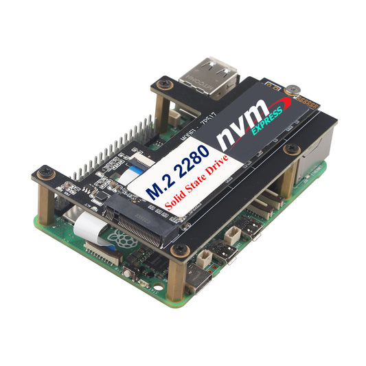 ZDE ZP517A PCIe to M.2 HAT Key-M NVMe SSD Solid State Drive Adapter Board PIP PCIe Peripheral Board for Raspberry Pi 5 Support M.2 NVMe SSD 2230 2242 2260 2280