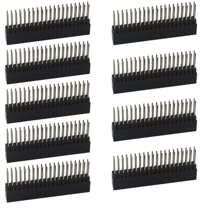 ZDE 9PCS 2x20 40 Pin Stacking Female Header 0.1 Inch Pitch Dual Row Extra Tall Headers Connector for Raspberry Pi Arduino PCB Breadboard
