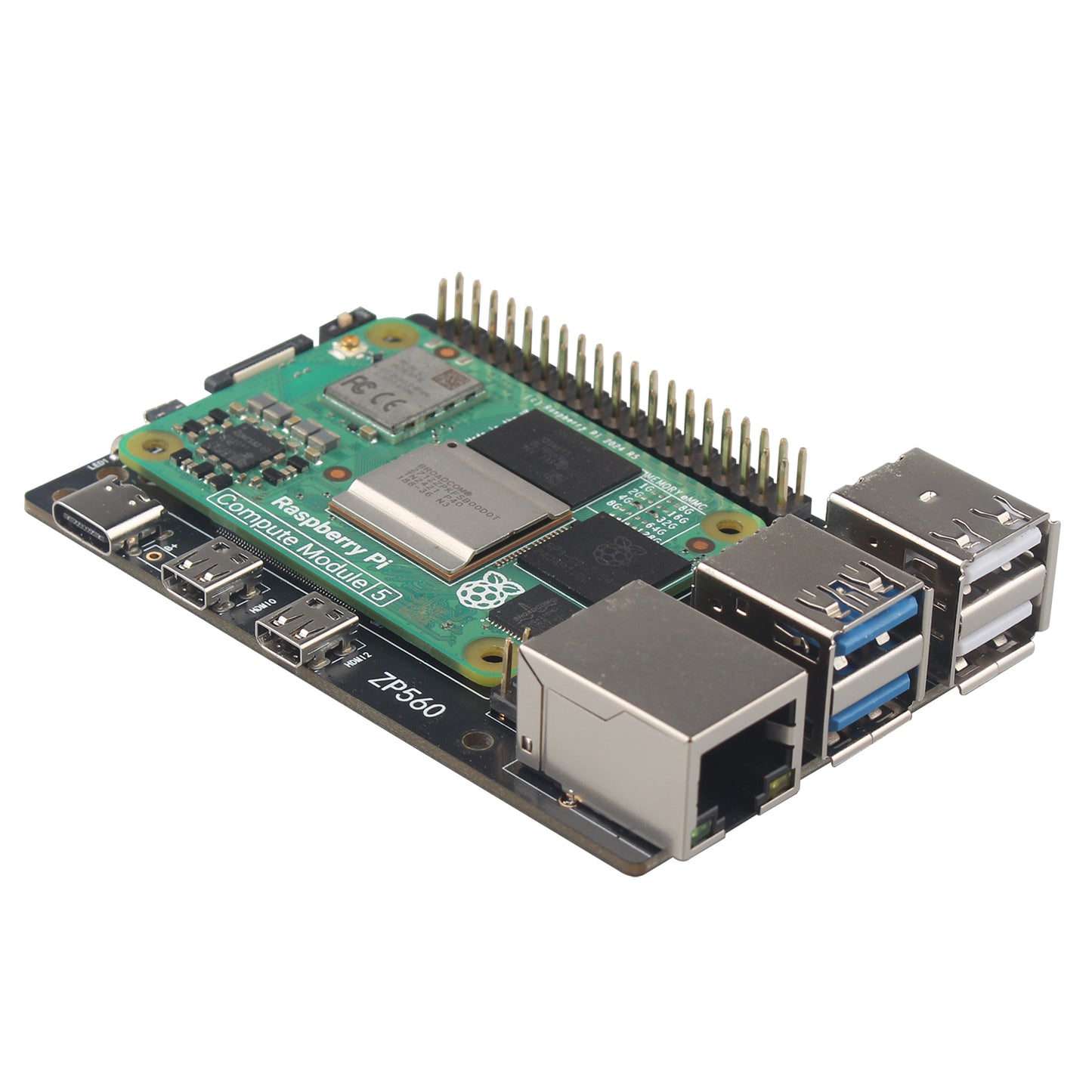 ZDE ZP560 Compute Module 5 IO Carrier Board for Raspberry Pi Compute Module 5, Development Board Support Pi 5 Case, M.2 HAT, PCIe HAT, NVMe HAT, PoE+/PoE HAT, WiFi HAT, Ethernet HAT, AI HAT, etc