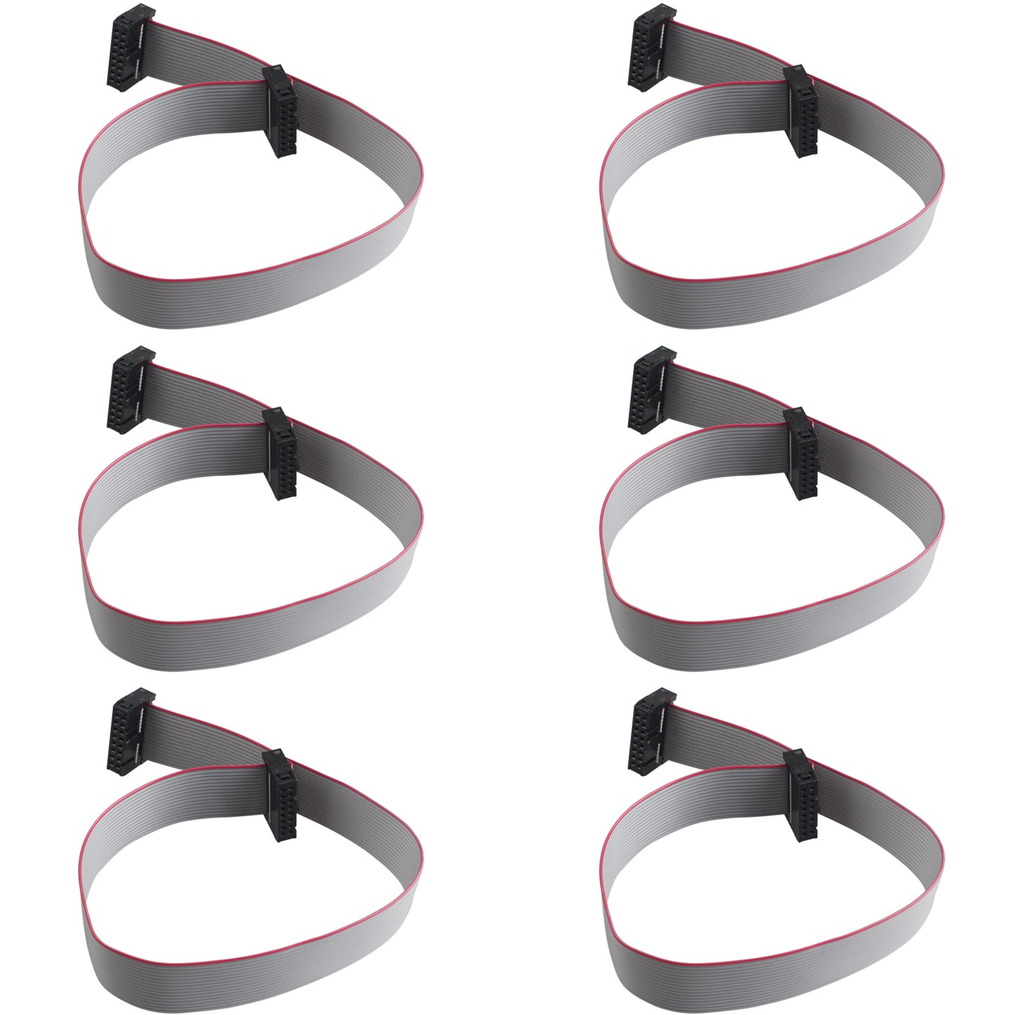 ZDE 6PCS Flat Ribbon Cable with Black 2.54mm FC 2 Row 16 Pin Female to Female Wires IDC Ribbon Connector (30cm Length)