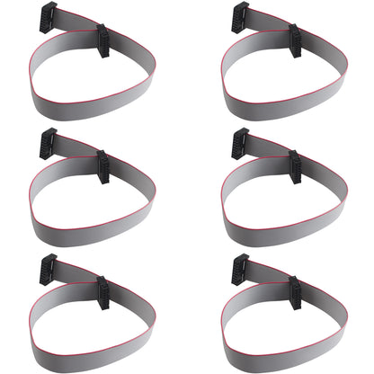 ZDE 6PCS Flat Ribbon Cable with Black 2.54mm FC 2 Row 16 Pin Female to Female Wires IDC Ribbon Connector (30cm Length)