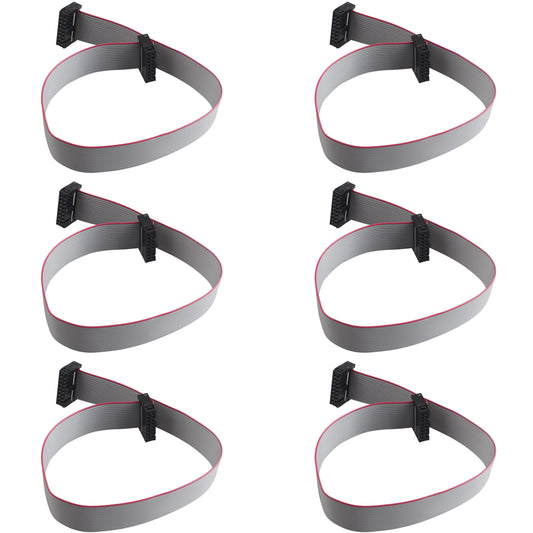 ZDE 6PCS Flat Ribbon Cable with Black 2.54mm FC 2 Row 16 Pin Female to Female Wires IDC Ribbon Connector (30cm Length)