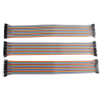 ZDE 120PCS 40cm 15.75inch Multicolored Dupont Wires Breadboard Jumper Ribbon Cables Kit 40pin Female to Female, Male to Female, Male to Male Compatible with Arduino Projects and Raspberry Pi