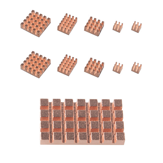 ZDE 11PCS Copper Heatsinks for Raspberry Pi 5 CPU Cooler Heatsinks and M.2 2242 SSD Heatsink 32x18x4mm with Silicone Thermal Pad for Raspberry Pi 5 M.2 2242 SSD NVMe PS5 Cooler