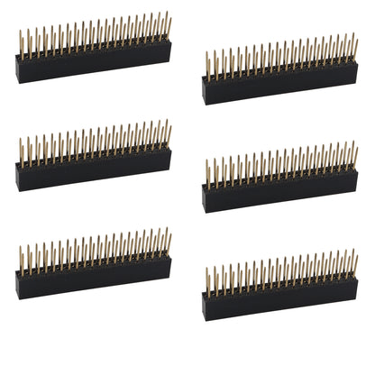 ZDE 6PCS 2x20 40 Pin Stacking Female Header 2.54mm Pitch Dual Row Extra Tall Headers Connector for Raspberry Pi Arduino PCB Breadboard