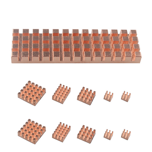 ZDE 11PCS Pure Copper Heatsinks CPU Cooler Heatsinks for Raspberry Pi 5/Pi 4B ＋ M.2 SSD Heatsink 70x20x6mm with Silicone Thermal Pad for PC Laptop Raspberry Pi M.2 2280 SSD NVMe PS5 Cooler