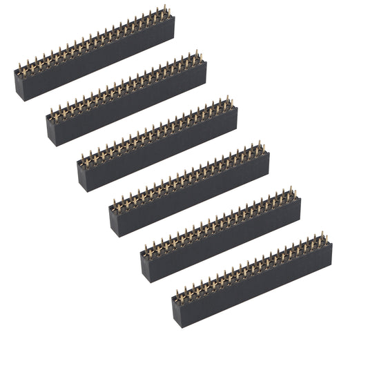 ZDE 6PCS 2x20 40 Pin Stacking Female Header 2.54mm Pitch Dual Row Short Pin Headers Connector for Raspberry Pi Arduino PCB Breadboard