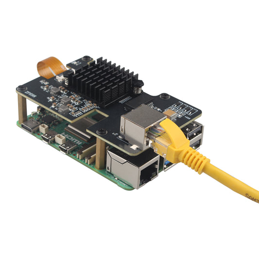ZDE ZP598 PCIe to 5G Ethernet Network Port HAT Adapter Expansion Board 5GB 5GBE with Aluminum Heatsink for Raspberry Pi 5