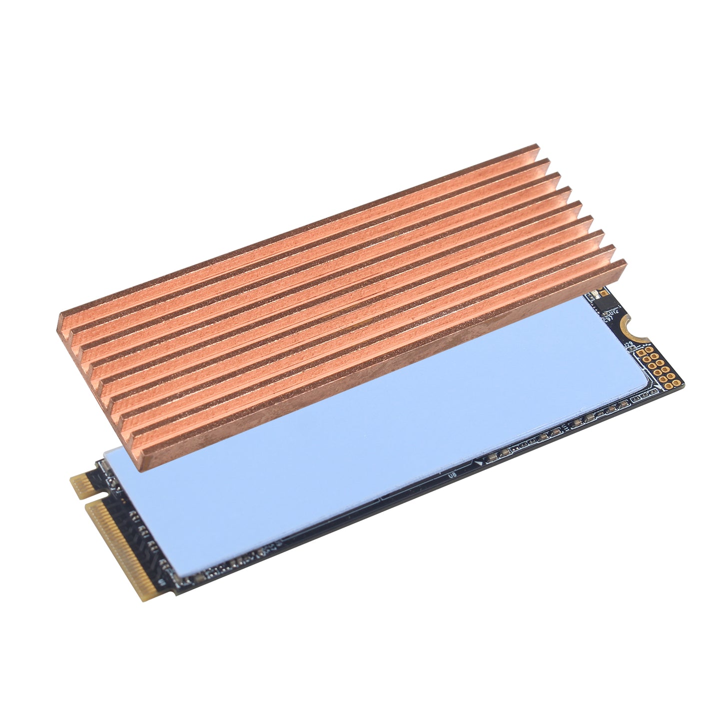 ZDE M.2 SSD Heatsink 70x21x4mm Copper Heatsink with Silicone Thermal Pads for PC Laptop Raspberry Pi M.2 2280 SSD NVMe PS5 Cooling