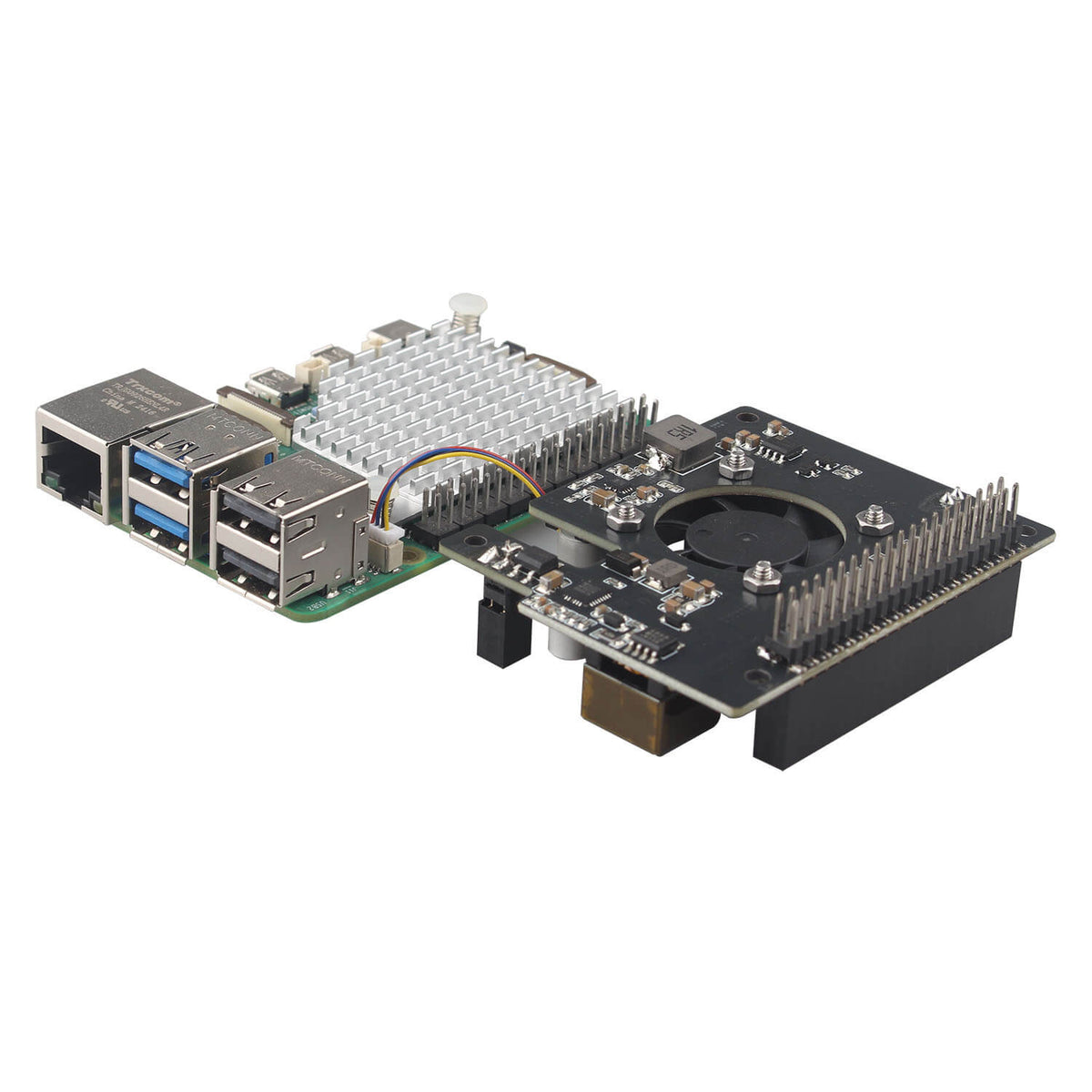 ZDE ZP580C PoE+ HAT with PWM Cooling Fan Aluminum Alloy Heatsink for Raspberry Pi 5 Power Over Ethernet HAT Adapter Board