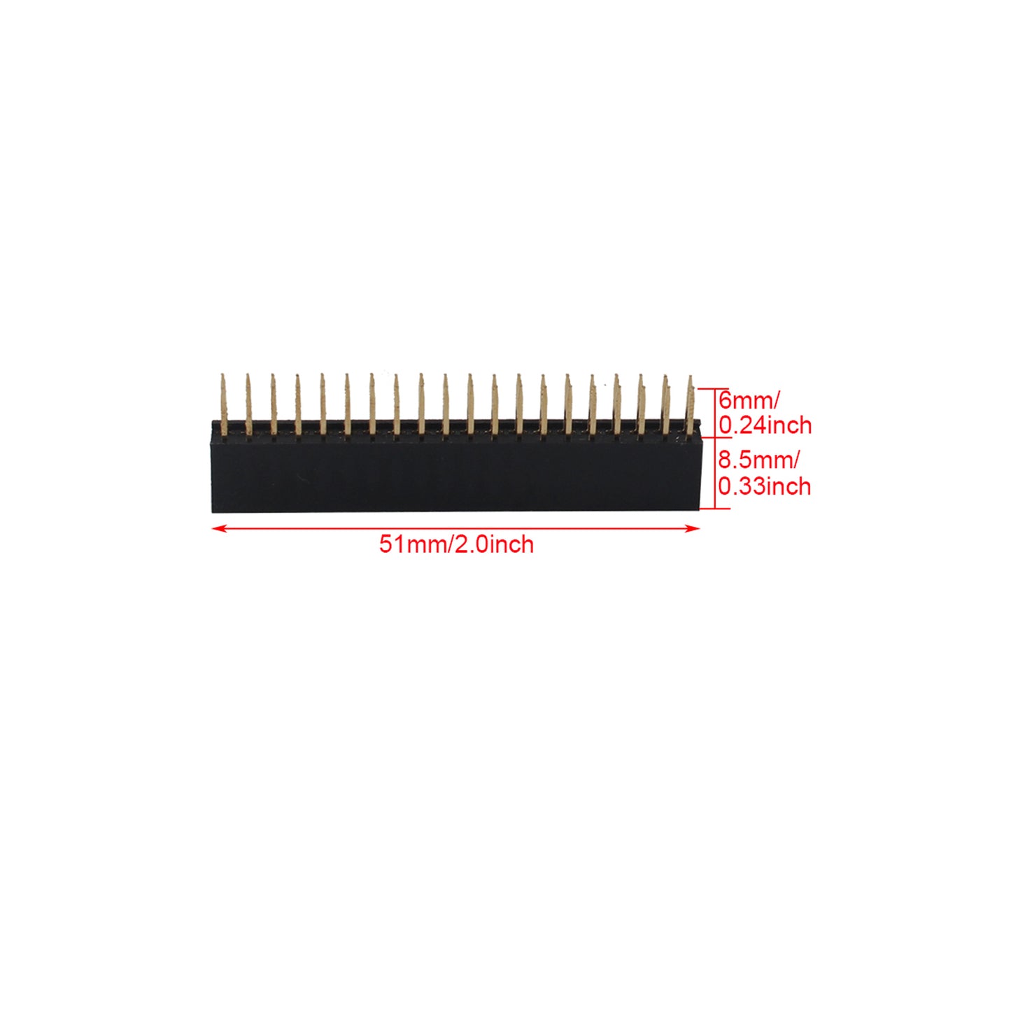 ZDE 6PCS 2x20 40 Pin Stacking Female Header 2.54mm Pitch Dual Row Pin Headers Connector for Raspberry Pi Arduino PCB Breadboard