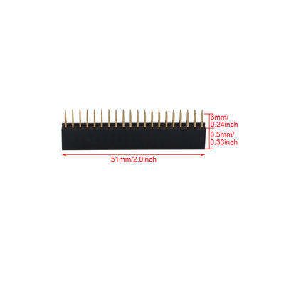 ZDE 6PCS 2x20 40 Pin Stacking Female Header 2.54mm Pitch Dual Row Pin Headers Connector for Raspberry Pi Arduino PCB Breadboard