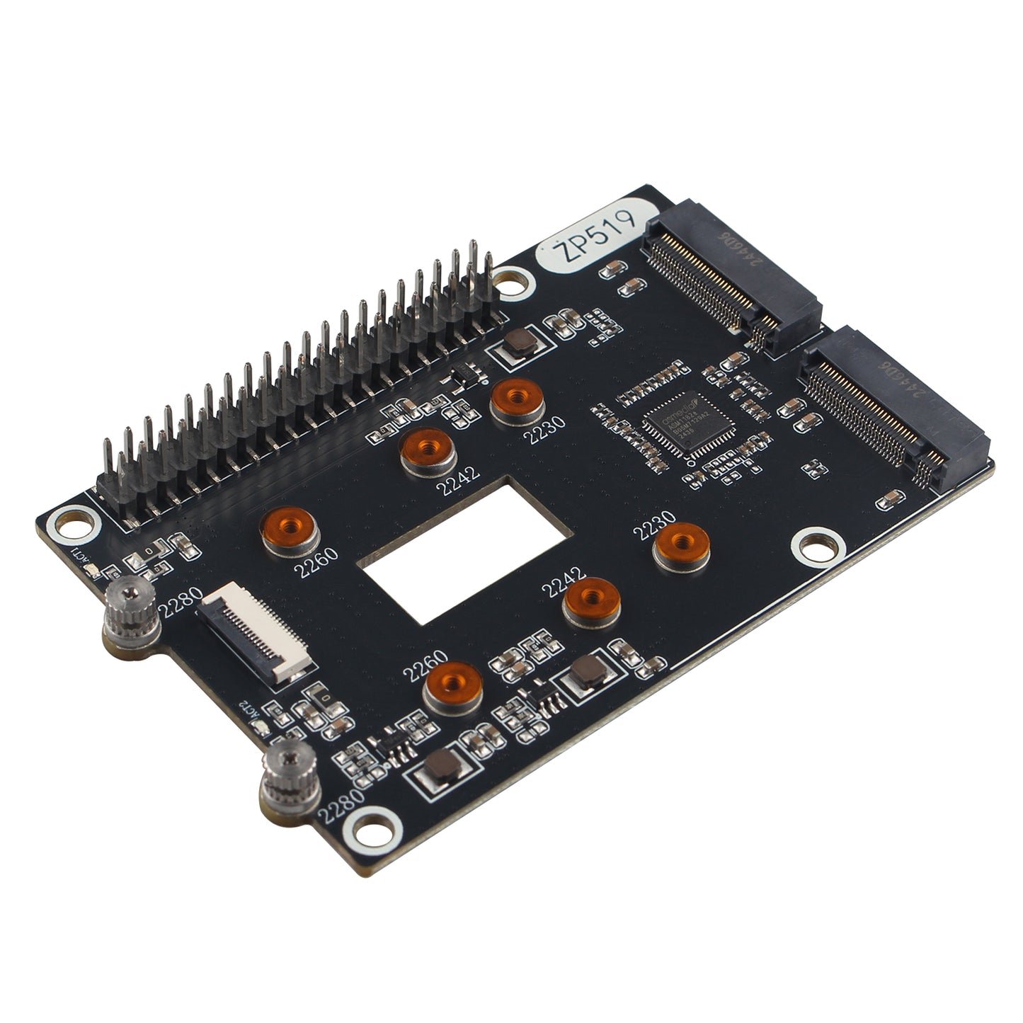 ZDE ZP519 PCIe to Dual M.2 HAT Key-M NVMe SSD PCIe Peripheral Board Solid State Drive Adapter Board for Raspberry Pi 5 Support M.2 NVMe SSD 2230 2242 2260 2280