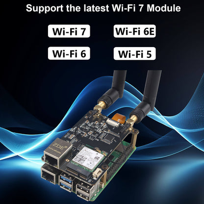 ZDE ZP596 PCIe to M.2 E Key WiFi7 6 6E 5 PCIe to 2.5G Ethernet Network Port HAT Adapter Expansion Board for Raspberry Pi 5