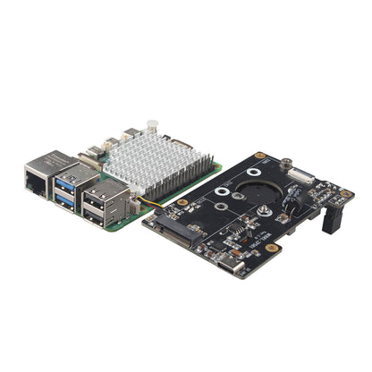 ZDE ZP581C PoE+ HAT PCIe to M.2 Key M NVMe SSD Adapter Board with PWM Cooling Fan Aluminum Alloy Heatsink Power Over Ethernet for Raspberry Pi 5