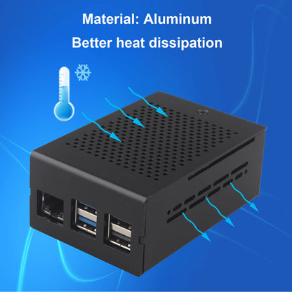 ZDE ZC502 Aluminum Case for Raspberry Pi 5, Support Pi 5 Active Cooler, PCIe to M.2 NVMe HAT, PoE+ HAT, WiFi Shield PCIe Peripheral Board