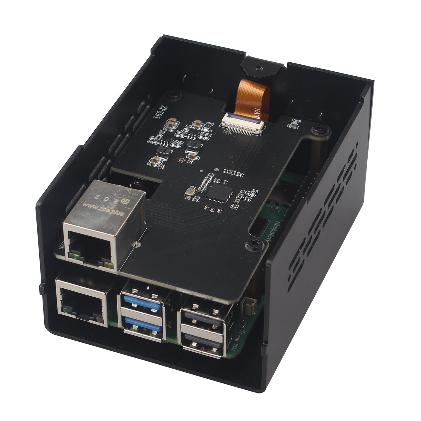 ZDE ZP591 PCIe to 2.5G Ethernet Network Port HAT Expansion Board with Aluminum Case ZC506 for Raspberry Pi 5 2GB 4GB 8GB 16GB