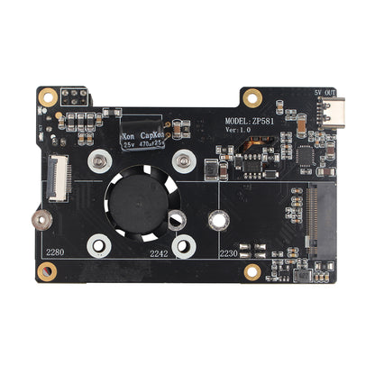 ZDE ZP581 PoE HAT PCIe to M.2 Key-M NVMe SSD Adapter Board with Onboard Cooling Fan