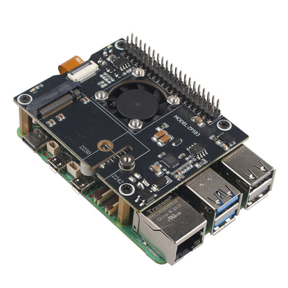 ZDE ZP583 PoE HAT PCIe to M.2 Key-M NVMe SSD Adapter Board Power Over Ethernet with Aluminum Heatsink Onboard Cooling Fan