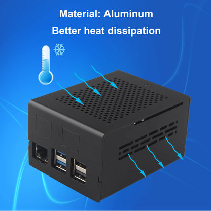 ZDE ZC506 Aluminum Case for Raspberry Pi 5 Support PCIe to 2.5G 5G Ethernet Port M.2 NVMe PoE+ HAT WiFi Shield PCIe Peripheral Board ZP591 ZP593 ZP595 ZP596 ZP598 and Pi 5 Active Cooler