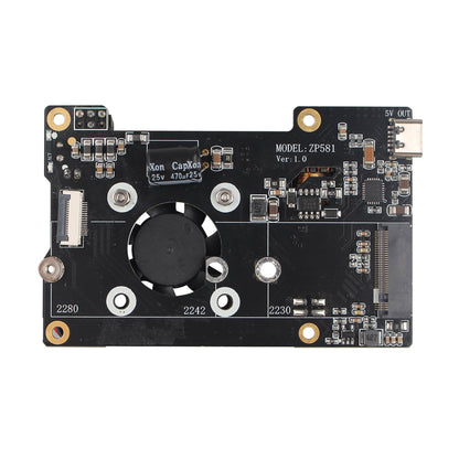 ZDE ZP581 PoE+ HAT PCIe to M.2 Key M NVMe HAT SSD Expansion Board for Raspberry Pi 5 Power Over Ethernet with Onboard Cooling Fan